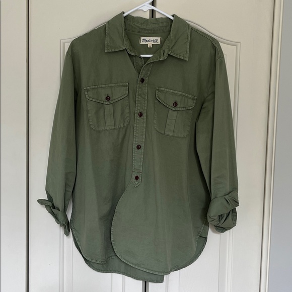 Madewell cargo work button down work shirt in green size medium - Picture 1 of 3